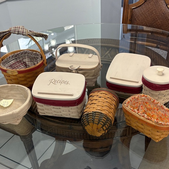 Longaberger Assorted Woven Baskets with Red and Natural Tones